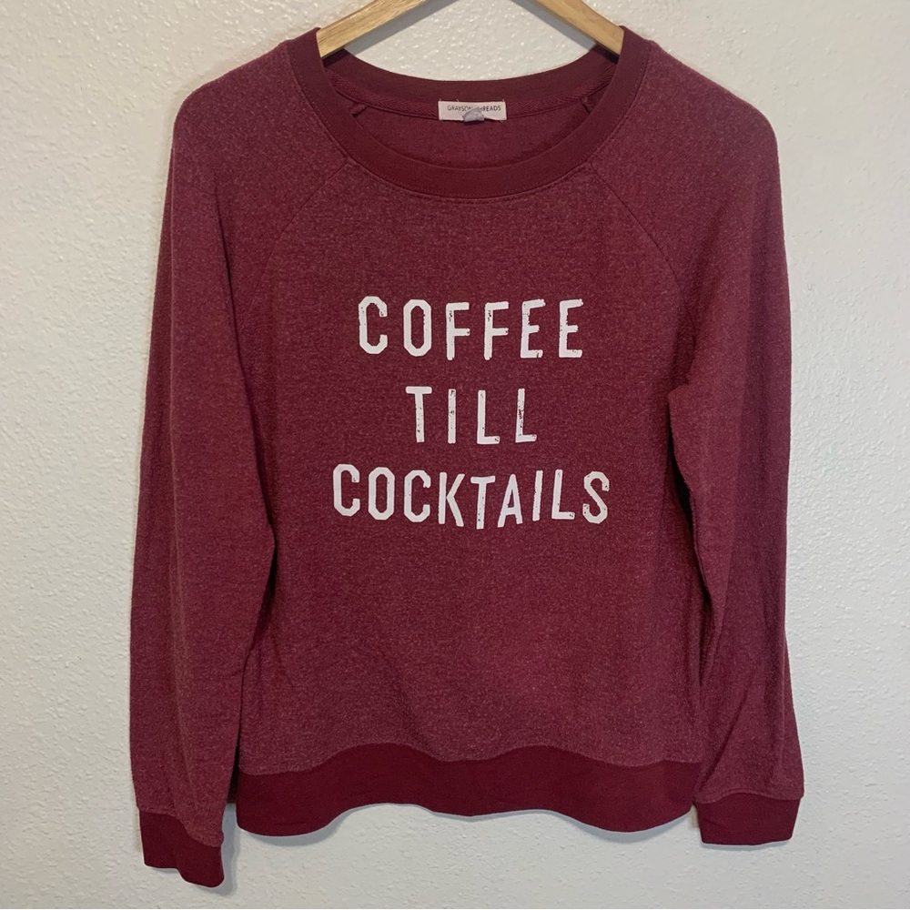 Grayson Threads “Coffee Till Cocktails” Graphic Crewneck Sweatshirt